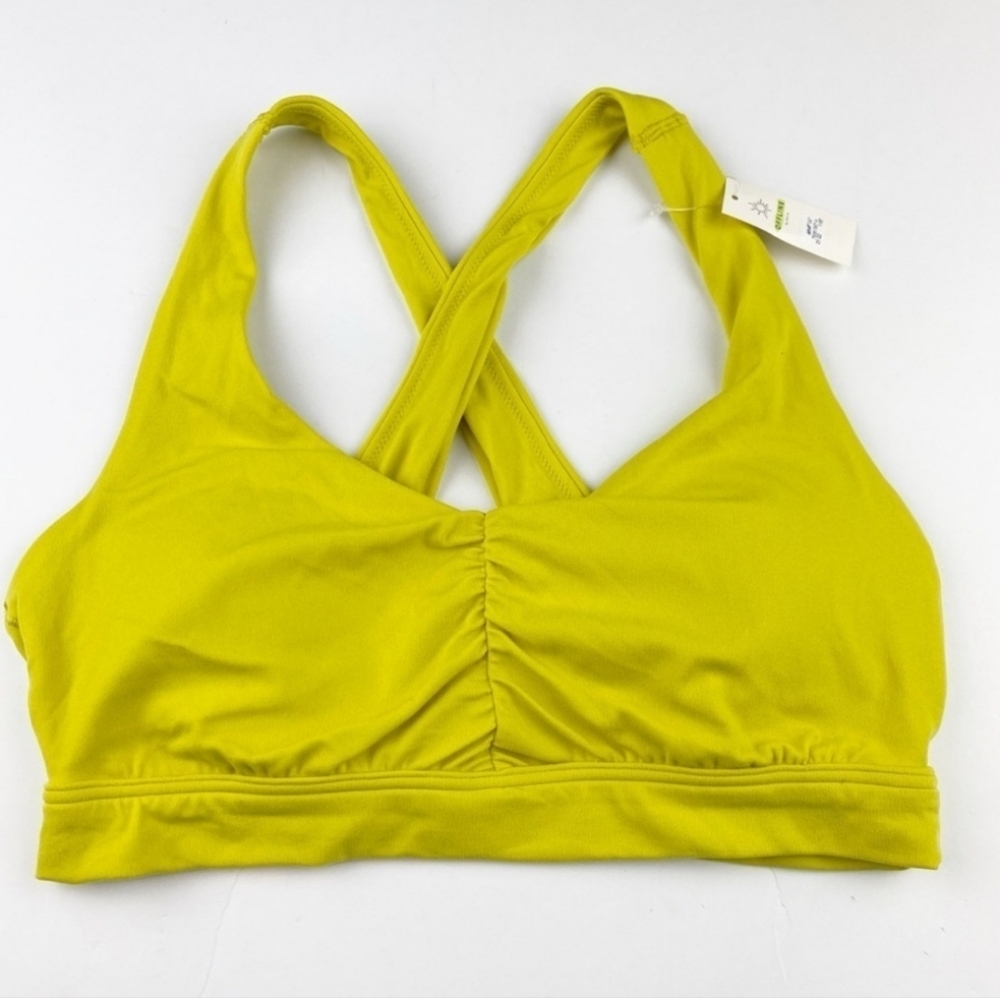 aerie Crossback Sports Bra in Bright Yellow-Green
